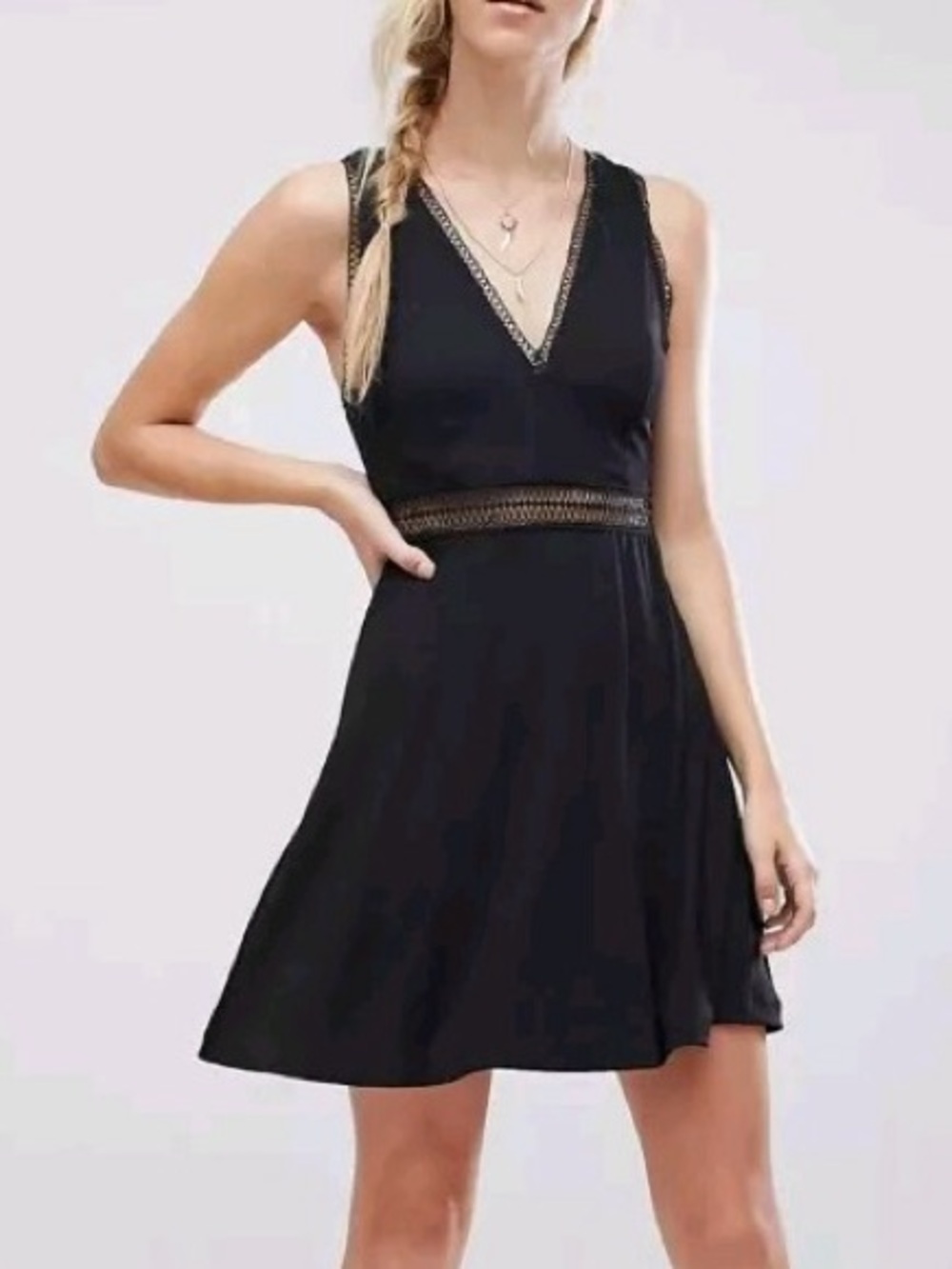 Free People Black Sleeveless A-Line Mini Dress 0
